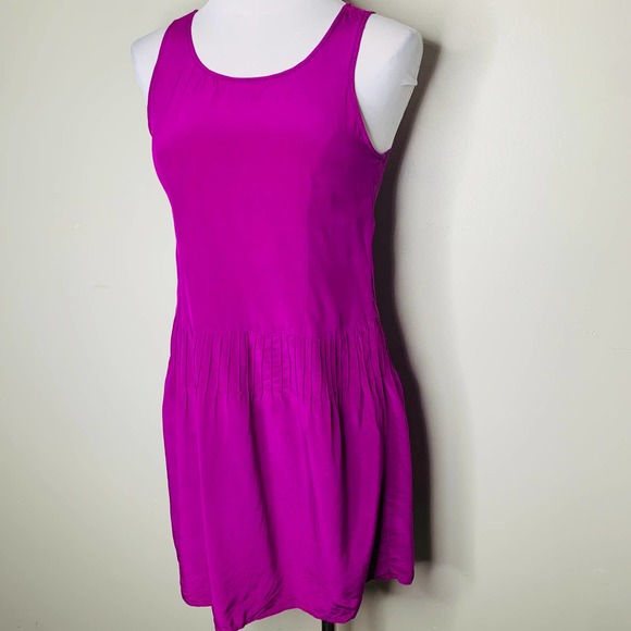 Rory Beca Tank Dress 4 Purple Scoop Neck Sleeveless Satin Back Zip Shift Popover - Picture 1 of 7